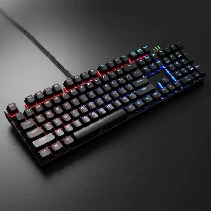 Mechanical Gaming Keyboard 104-Key USB Wired RGB Backlit Full-Size Ergonomic Keyboard for PC Laptop Tablet