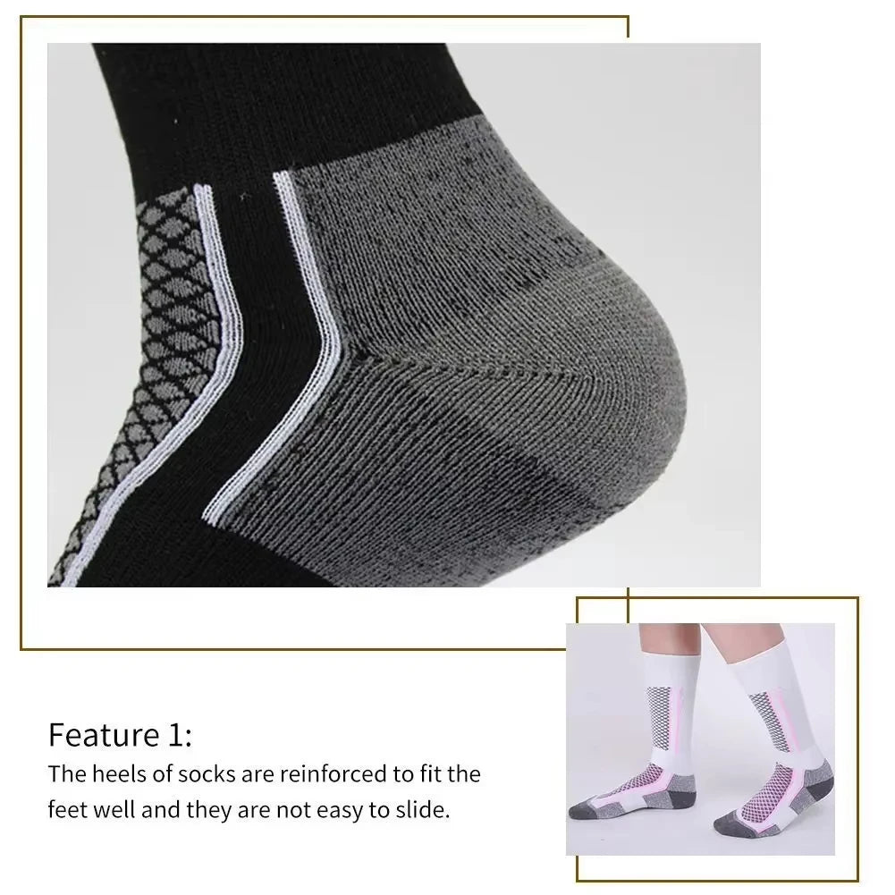Thickened Knee-High Winter Ski Socks (1 Pair) - Thermal Terry Hiking & Sports Socks, Women EU 33-39 / Men EU 39-45