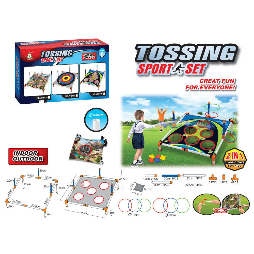 Portable Cornhole Toss Board Set – Easy Assemble Outdoor Yard Game for Kids & Adults 27.9 x 27.9 x 18.3 in (71 x 71 x 46.5 cm)