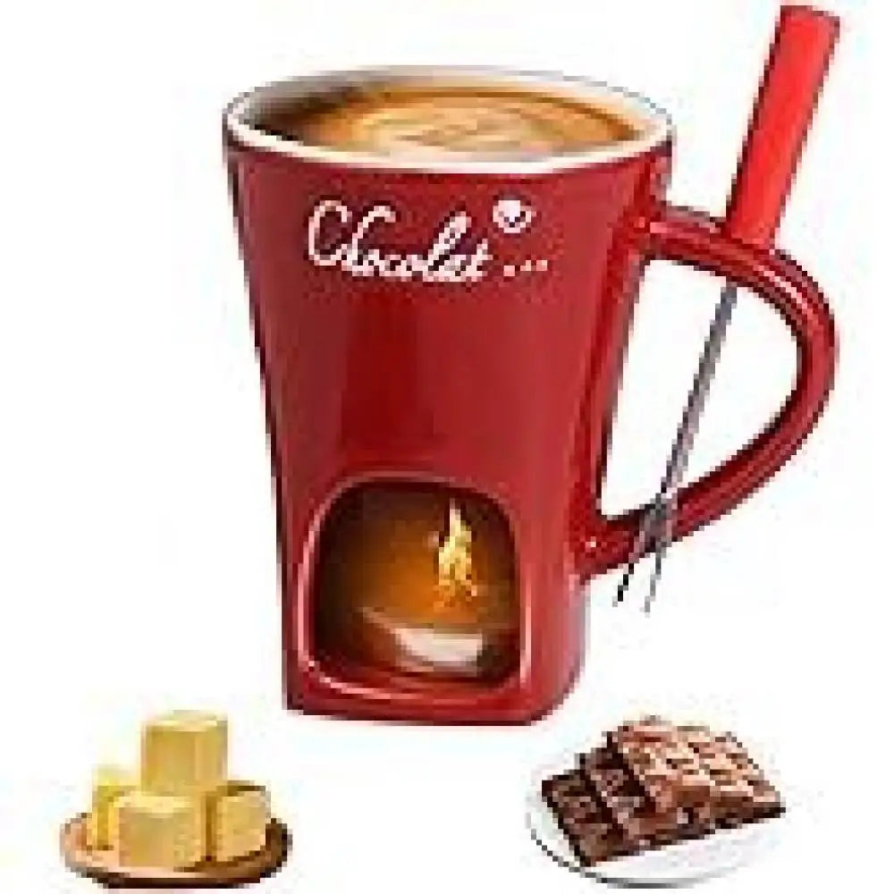 Ceramic Chocolate Fondue Mug with Fork