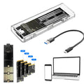 M.2 NGFF SATA USB 3.1 Type-C Transparent External SSD Enclosure for 2230/2242/2260/2280 10Gbps
