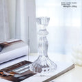 Clear Glass Pillar Candle Holder Table Candlestick for Dining Room Decor