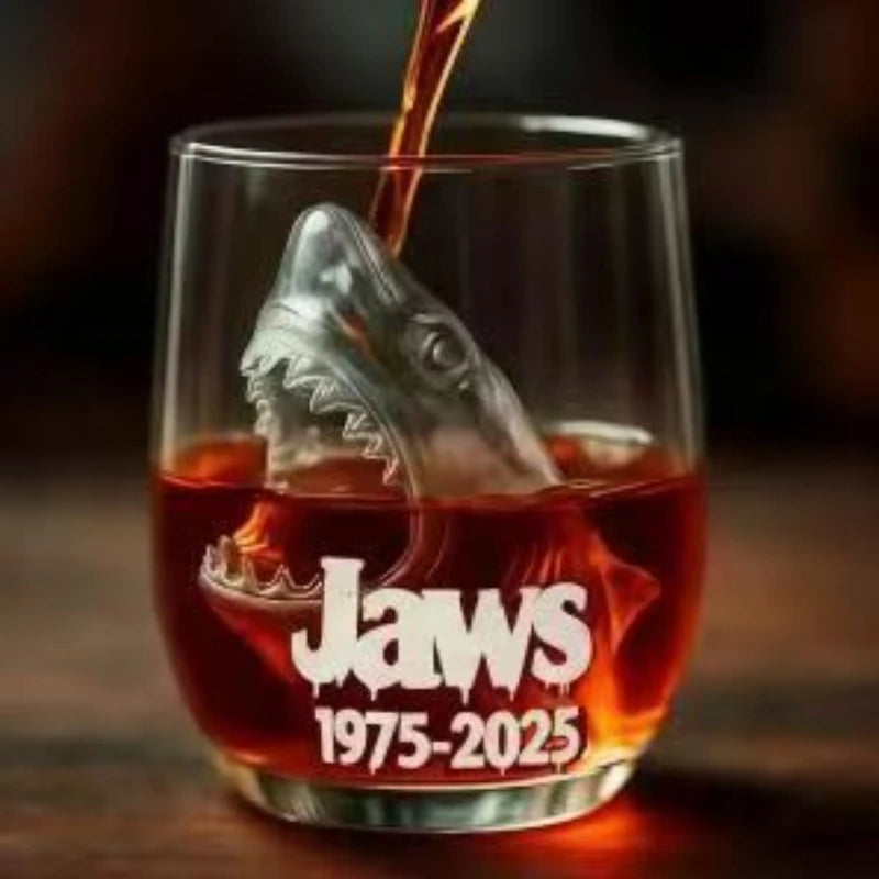 3D Shark Stemless Glass - 8.5 fl oz (250 ml) Novelty Wine, Whiskey & Cocktail Glass