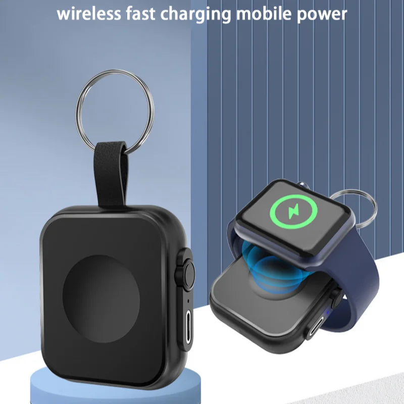 Mini Magnetic Wireless 1200mAh Power Bank for Smartwatches – Portable USB-C Fast Charger with Lightning & Micro USB