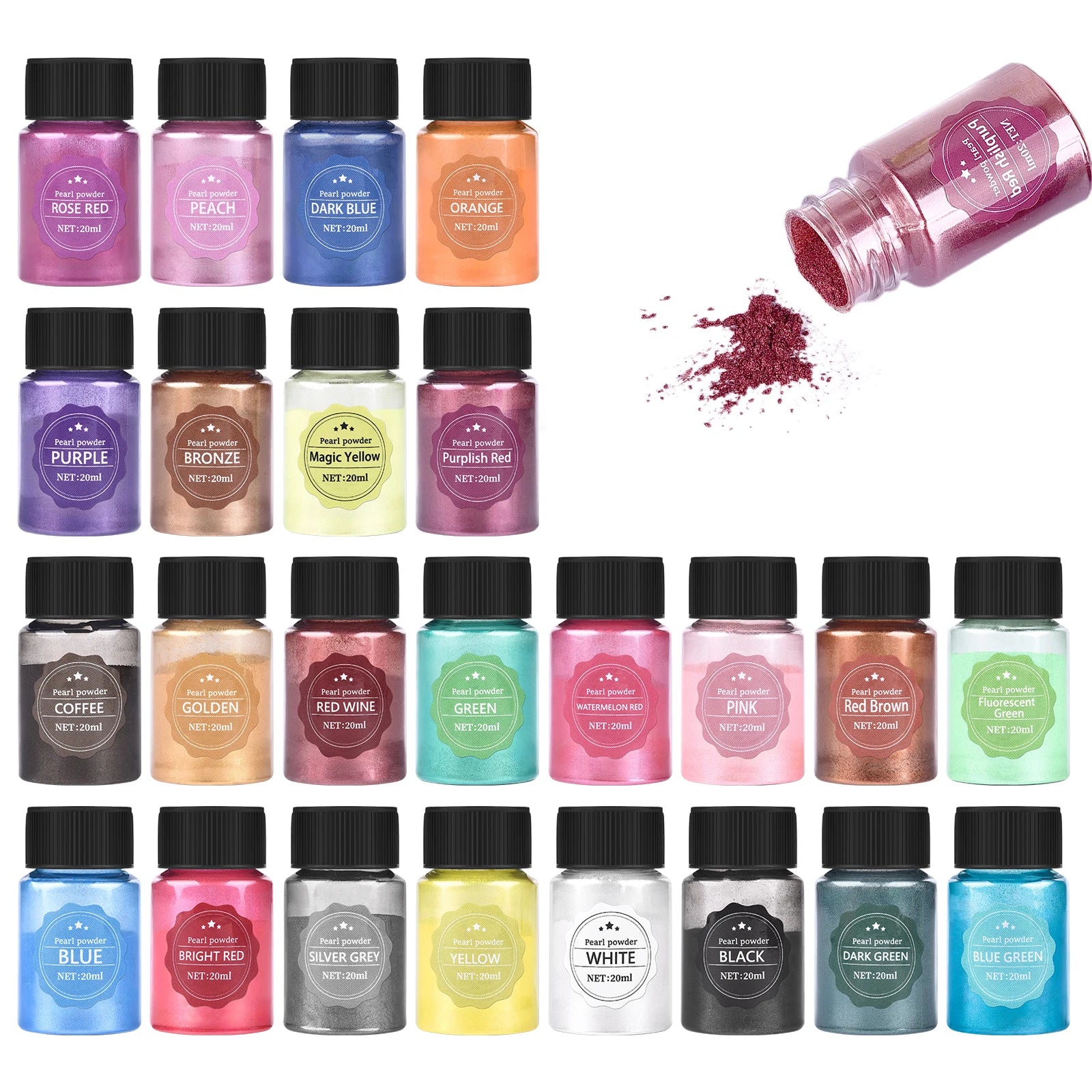 20ml (0.68 fl oz) Pearlescent Mica Powder - Pearl Pigment for Resin, Jewelry, Candles & Nail Art