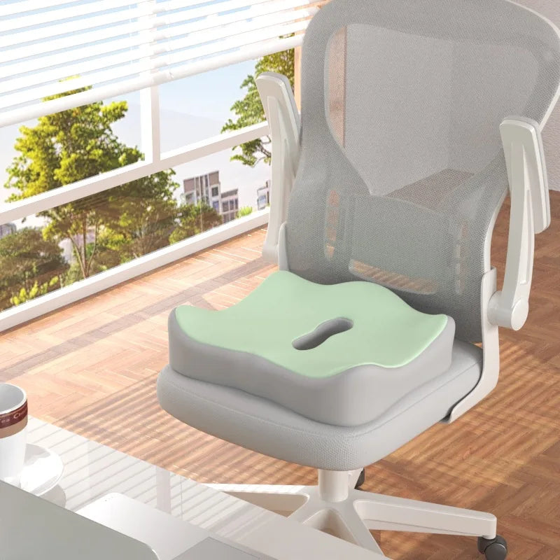 Memory Foam Seat Cushion with Removable Cover and Anti-Slip Base — Dining Chair Pad with Massage Support