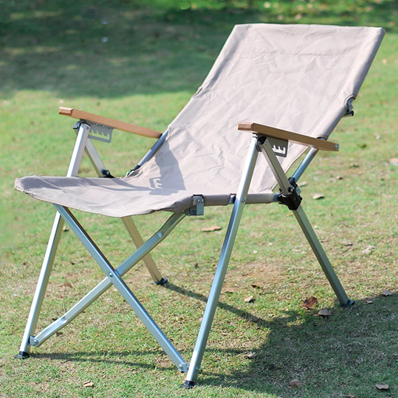 5-Position Angle Adjustable Aluminum Alloy Folding Camping Chair Portable Reclining Outdoor Lounge