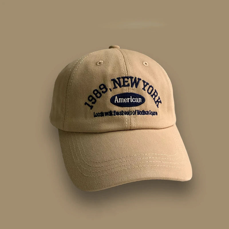 Korean Retro Embroidered Letter Baseball Cap - Unisex Casual Sun Protection Hat