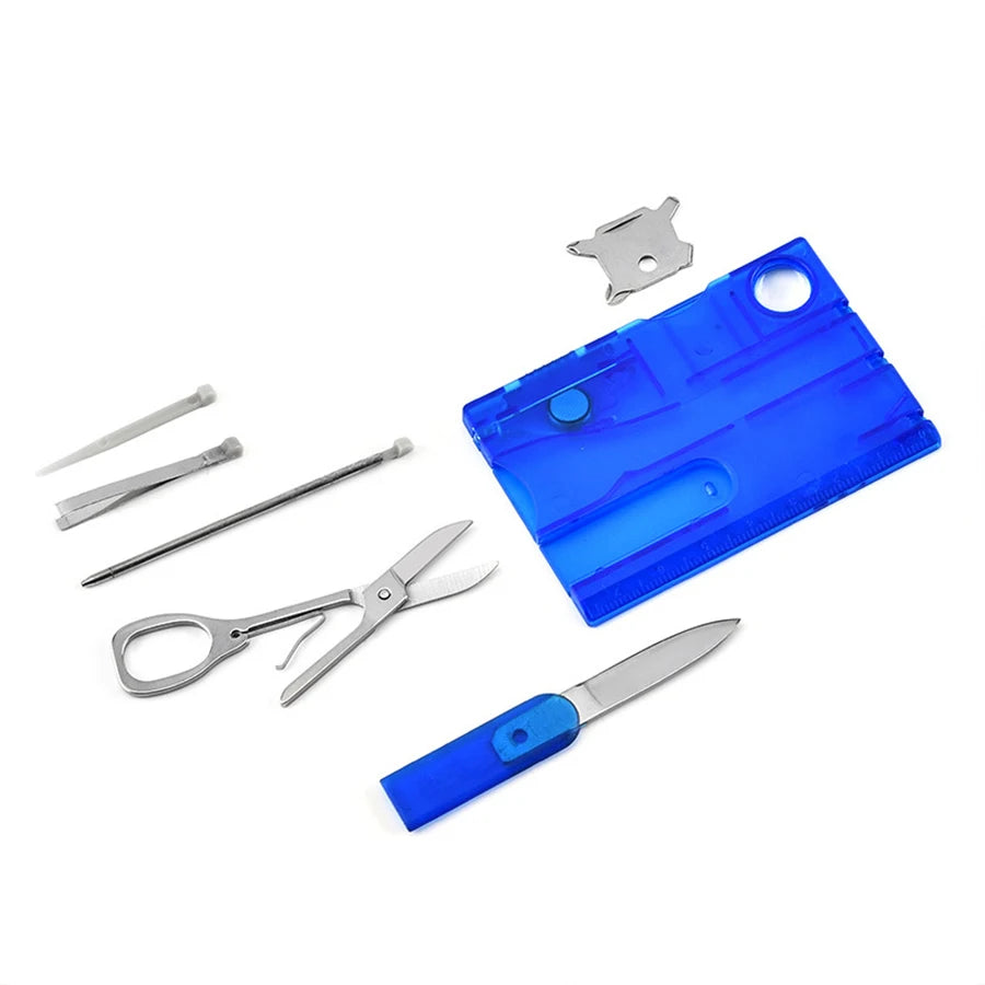12-in-1 Credit Card Multi-Tool — Portable Pocket EDC Survival Tool for Hiking & Camping