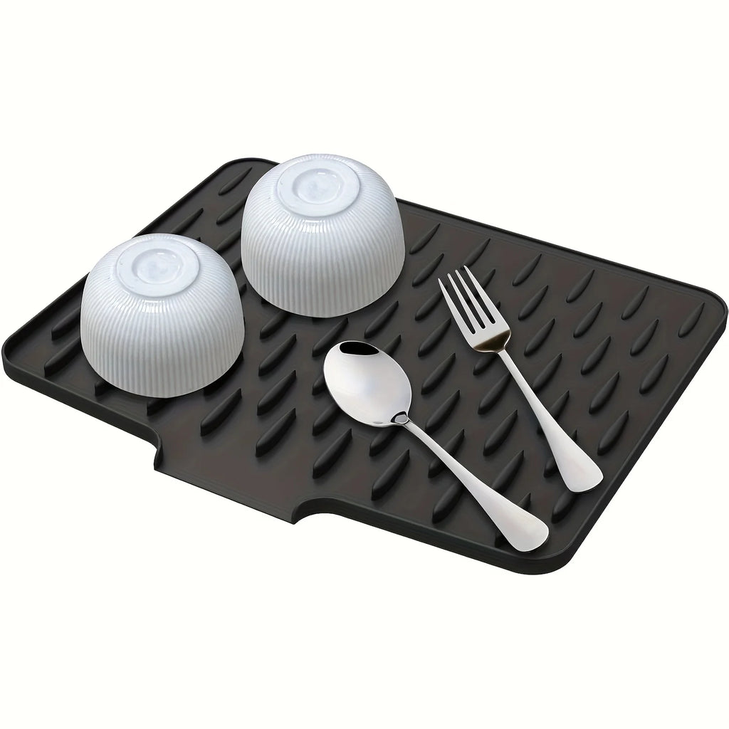 Kitchen Silicone Drain Mat for Countertops, Sinks & Refrigerators, Built-In Drainage, Easy to Clean