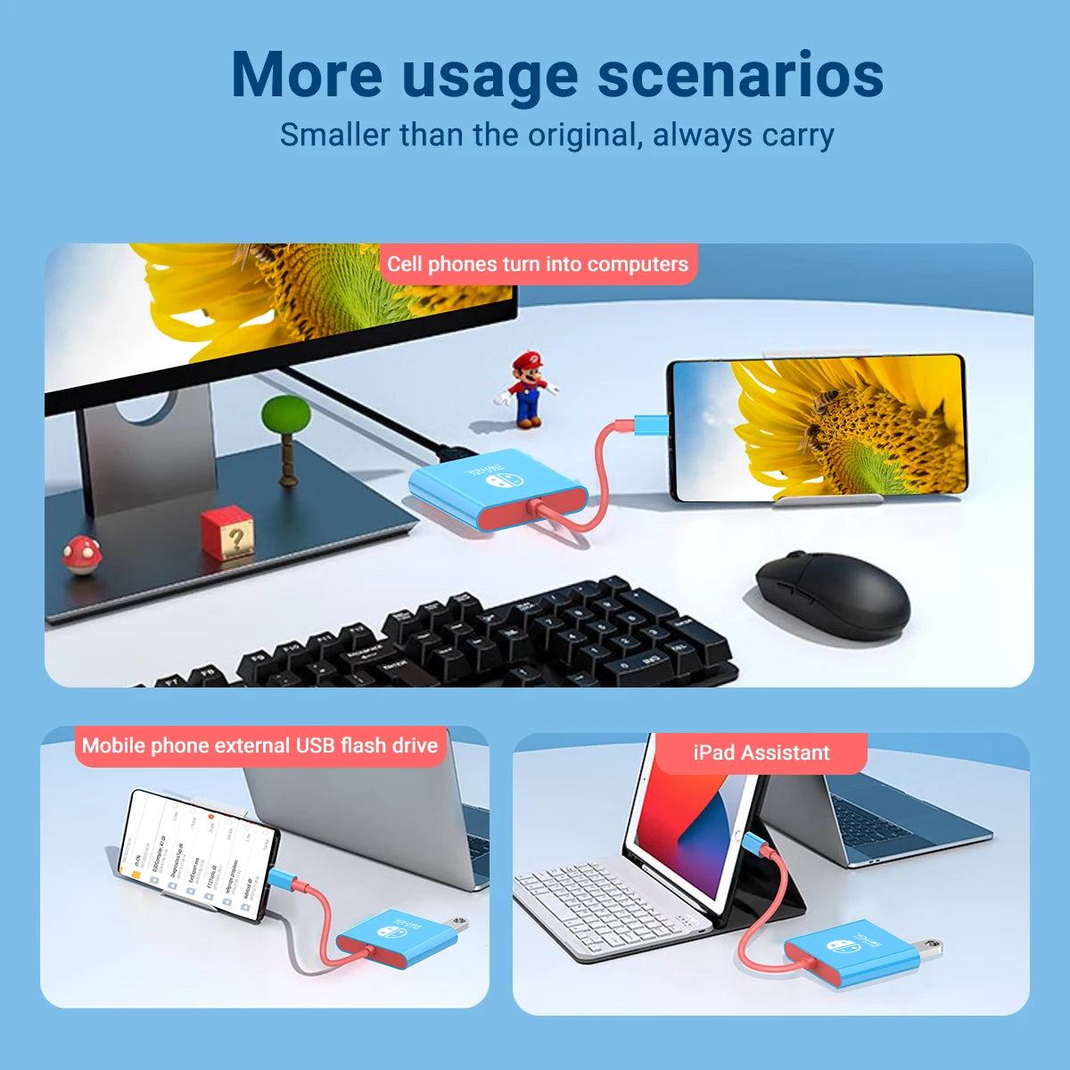 3-in-1 USB-C Hub — 4K HDMI, 100W PD Fast Charging & USB 3.0 Dock for Switch, MacBook, Laptop, Phone