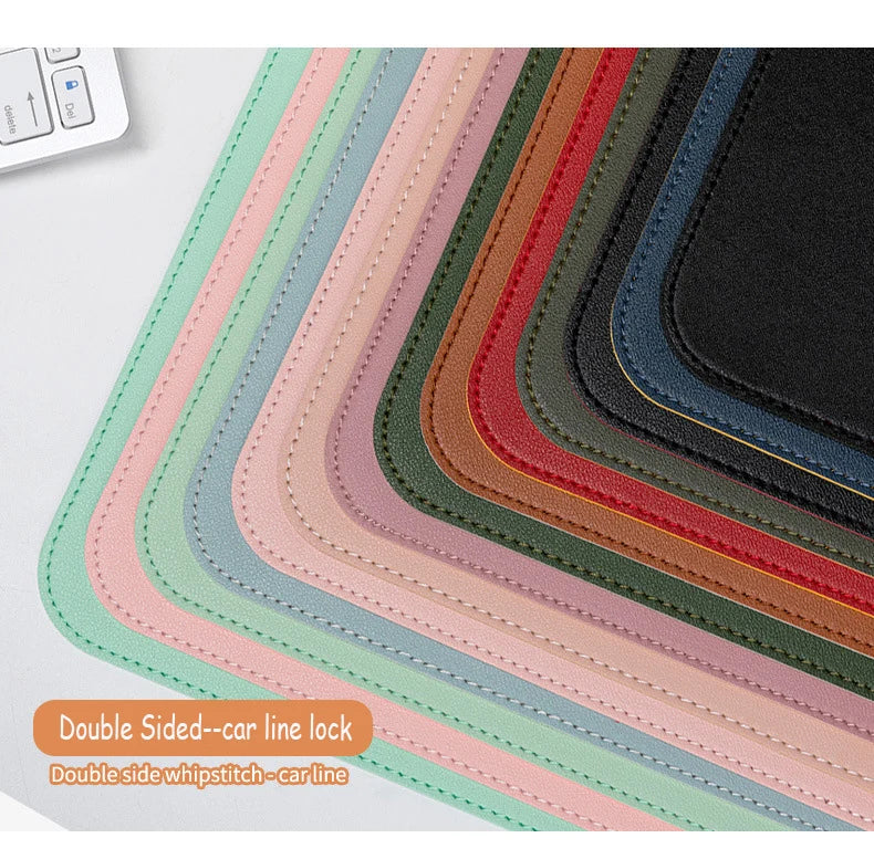 White Large Waterproof PU Suede Mouse Pad - Non-Slip Gaming Desk Mat for Keyboard & Mouse