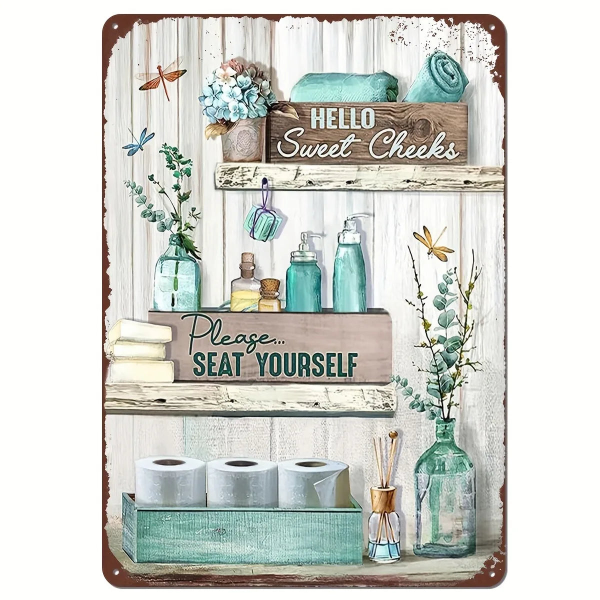 Funny Restroom Metal Tin Sign - Sarcastic Bathroom Wall Decor (12x8 in / 30x20 cm, 16x12 in / 40x30 cm)