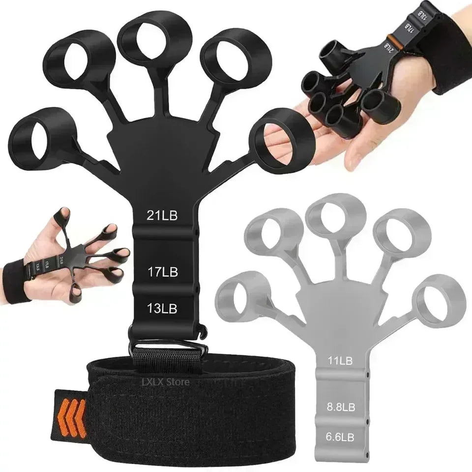 Silicone Finger Exerciser Hand Strengthener 6 Resistance Levels for Grip, Arthritis, Rehab, Climbing, Guitar