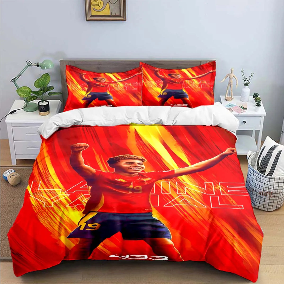 3-Piece Football 3D Print Microfiber Duvet Cover Set with Pillowcases – Soft Hypoallergenic Bedding