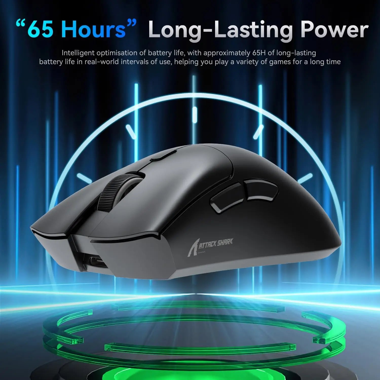 59g (2.08 oz) Ultra-Light Right-Handed Gaming Mouse – Bluetooth, 2.4 GHz Wireless & Wired USB