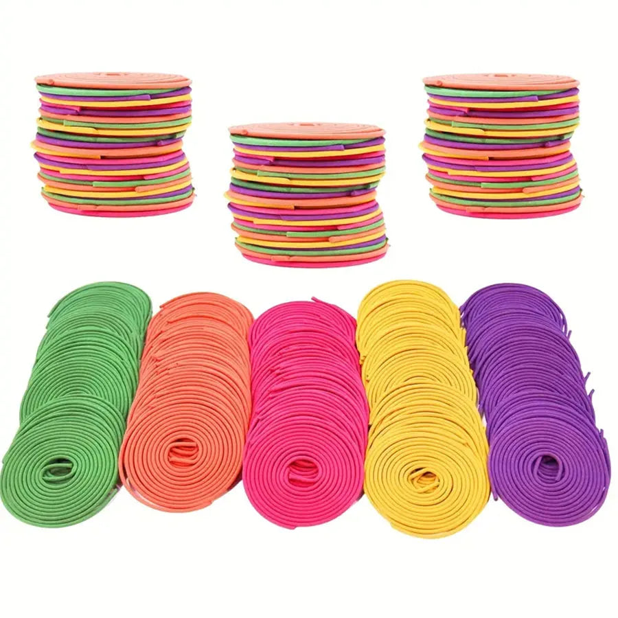 50-Pack Mixed Fragrance Spiral Incense Sticks – Lemon, Rose, Jasmine, Lavender & Orange, 3–4 Hour Burn