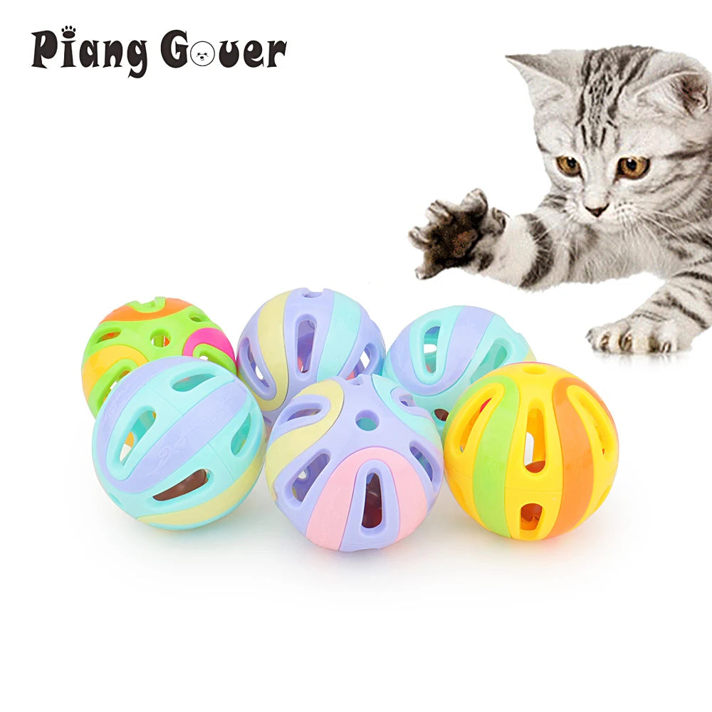 6-Pack Cat Bell Balls – Colorful Plastic Interactive Kitten Toys 1.93 in (4.9 cm)
