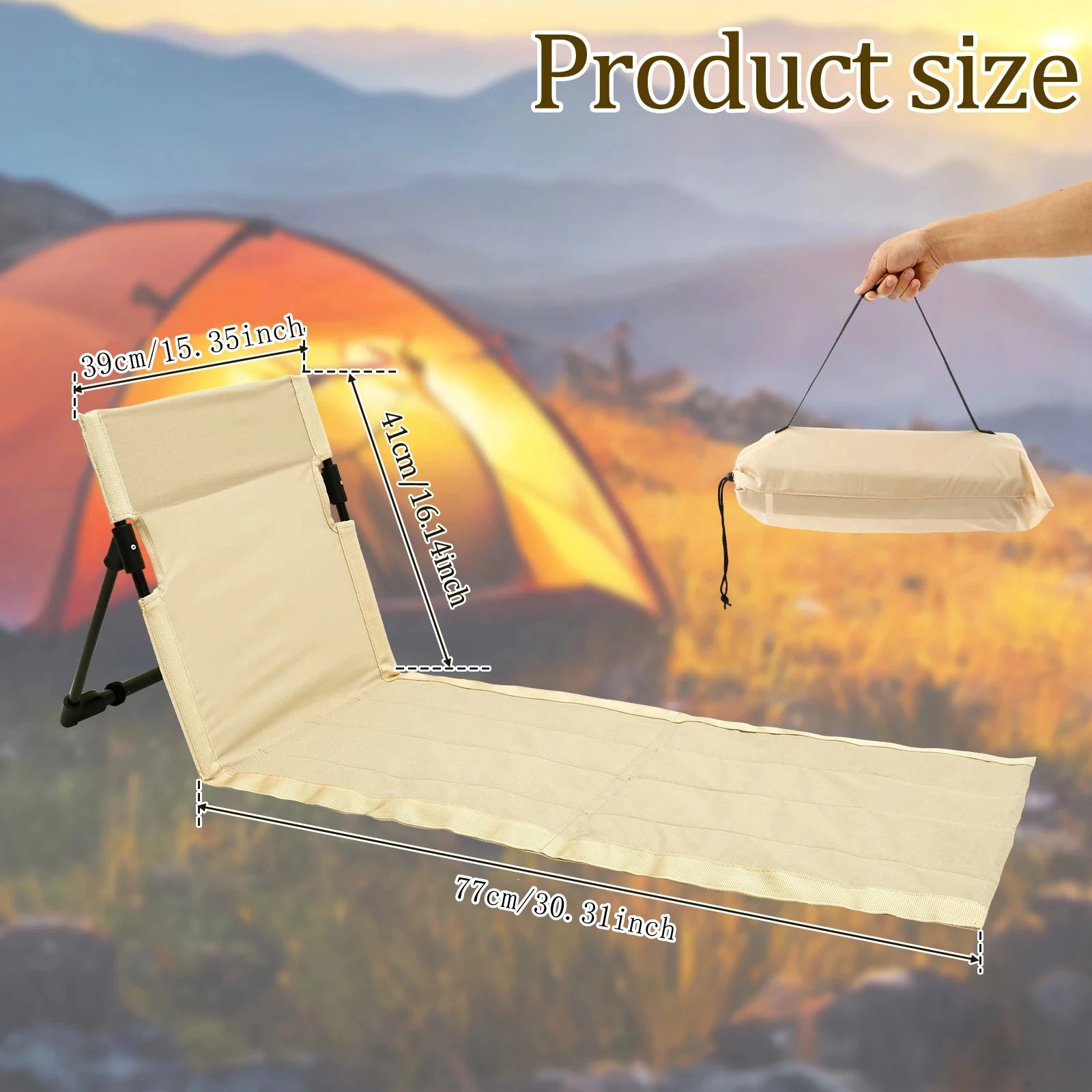 Foldable Oxford Cloth Camping Floor Chair – Portable Backrest for Beach, Picnic & Garden (Seat 15.9×16.1 in / 40.5×41 cm; Mat 31.1 in / 79 cm)