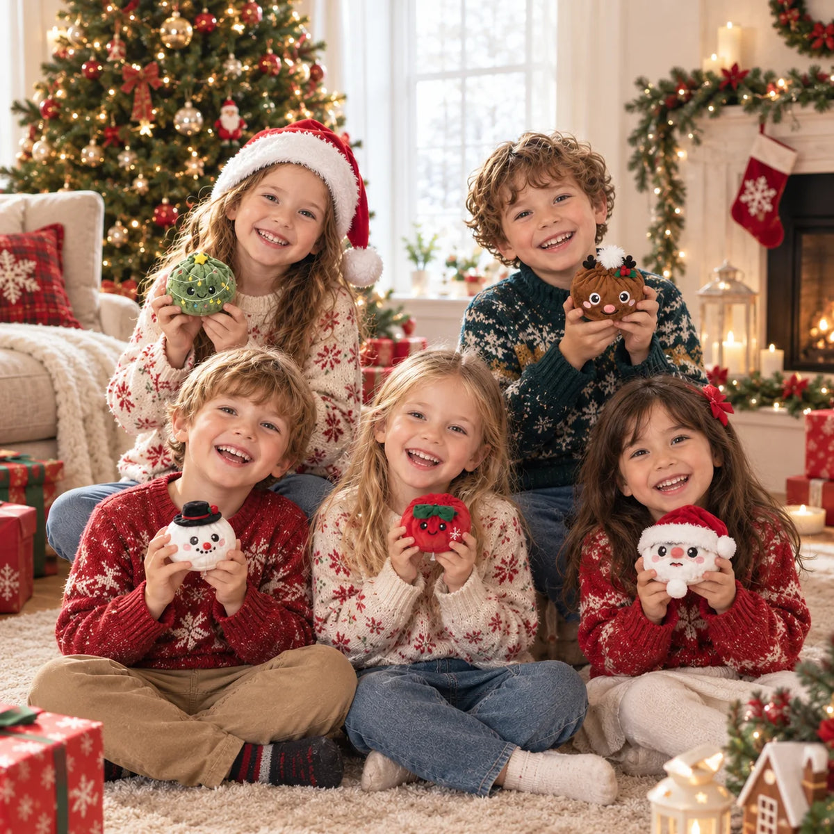 7-Piece Christmas Dumpling Plush Blind Box Set with Mini Steamer Baskets — Stocking Stuffers & Party Favors