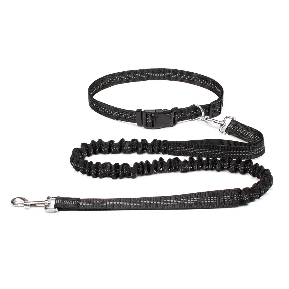 Hands-Free Dog Leash – Adjustable Waist Belt & Chest Strap, Reflective Running Jogging Leash 27.5–47 in (70–120 cm) Waist, 50–70 in (125–180 cm) Leash