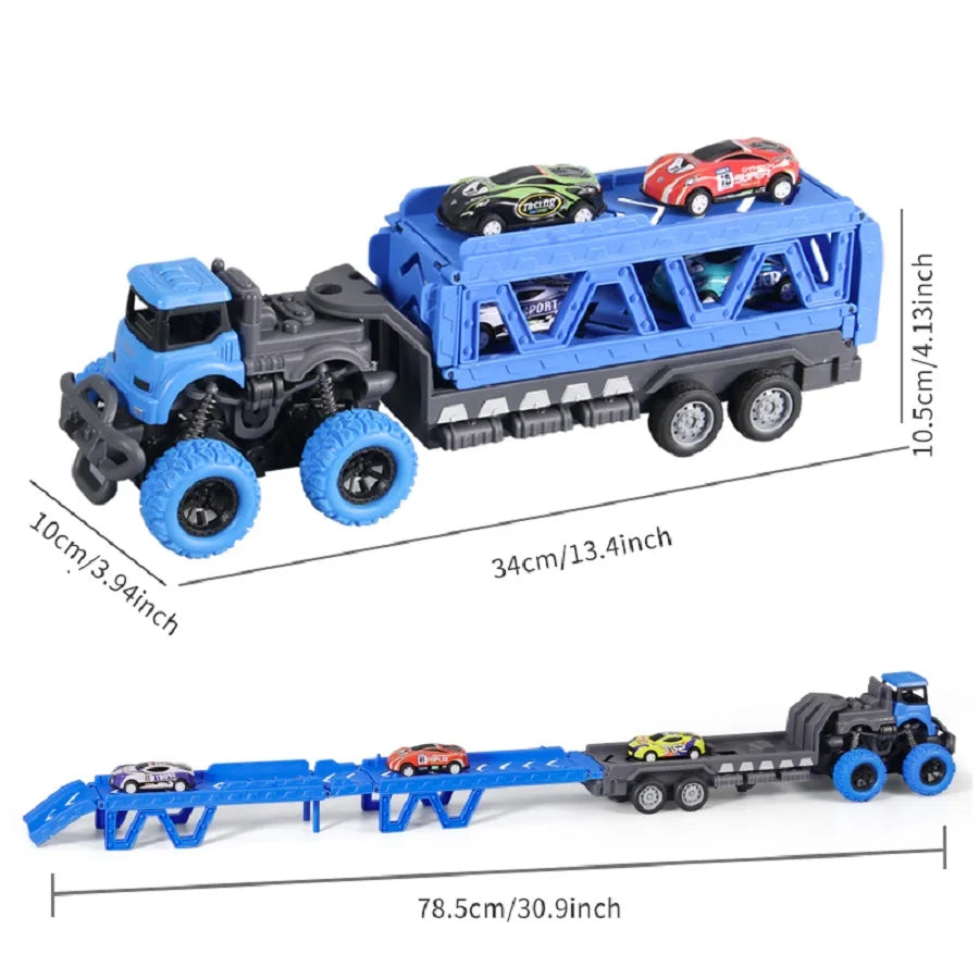 Transforming Rail Car Folding Container Truck Toy – Transporter Playset for Kids Gift