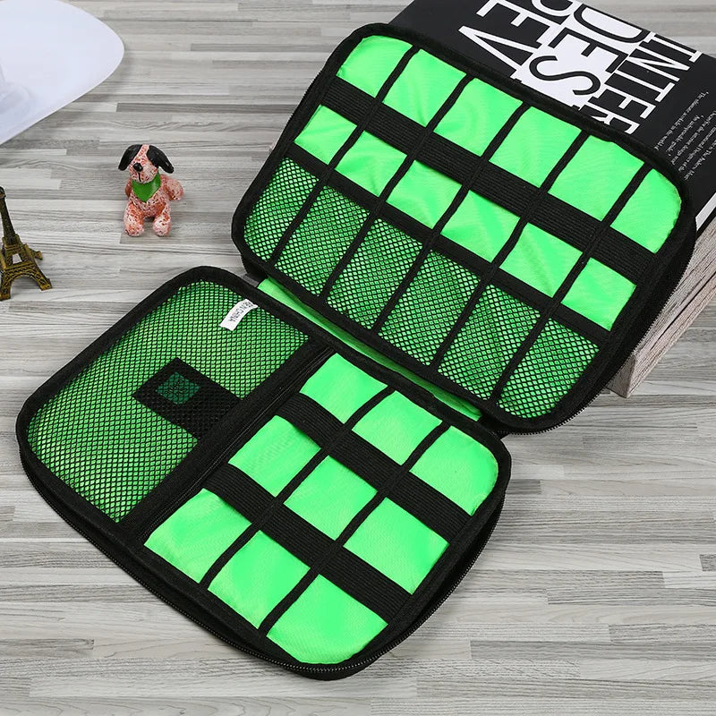 Waterproof Nylon Cable Organizer Bag 24 x 16 x 2.5 cm (9.4 x 6.3 x 1.0 in) – Travel Electronics Case for USB Drives Chargers Power Bank – Camping & Hiking
