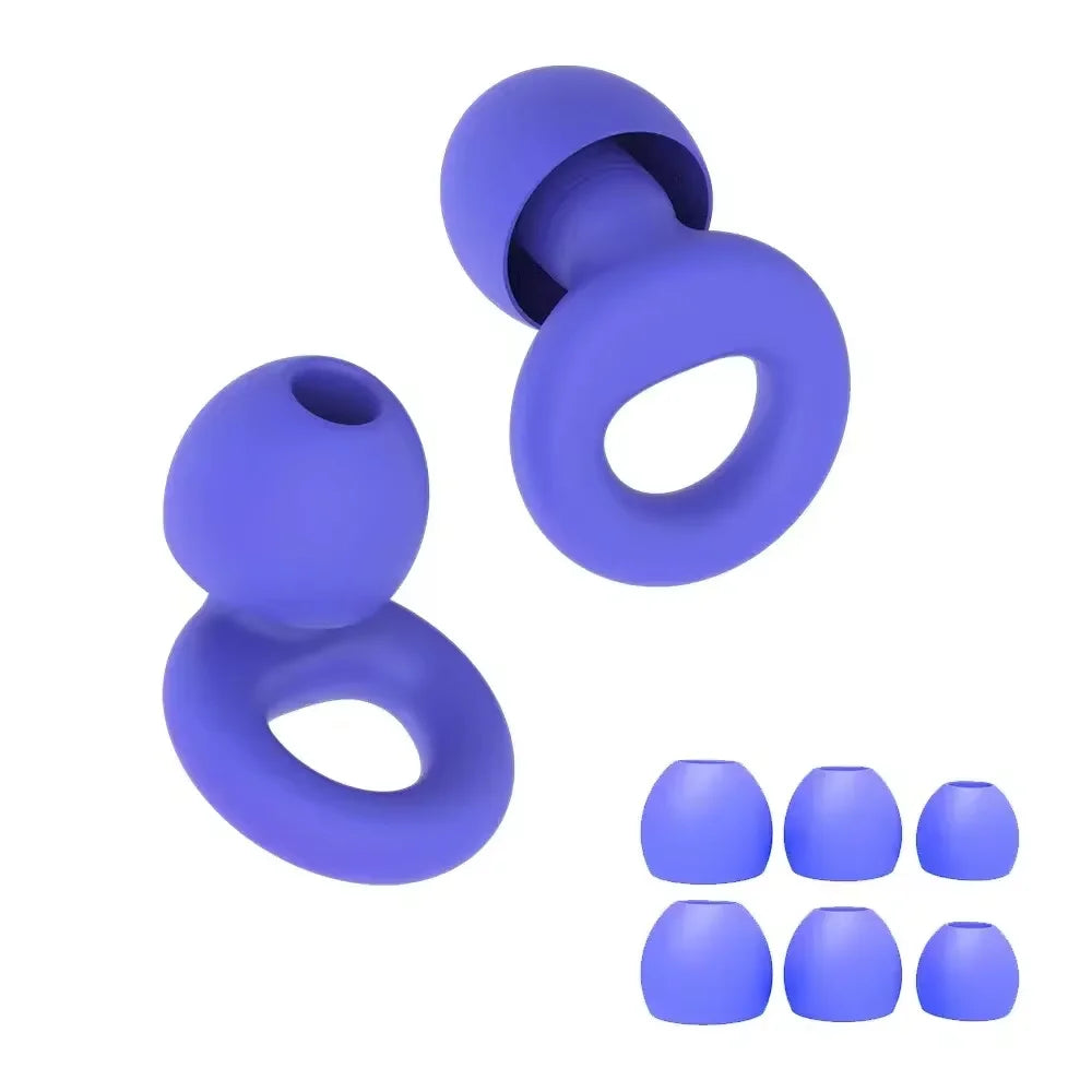 Silicone Earplugs 4 Pairs - Reusable Hypoallergenic Ear Plugs for Swimming & Sleep Noise Reduction (XS S M L)