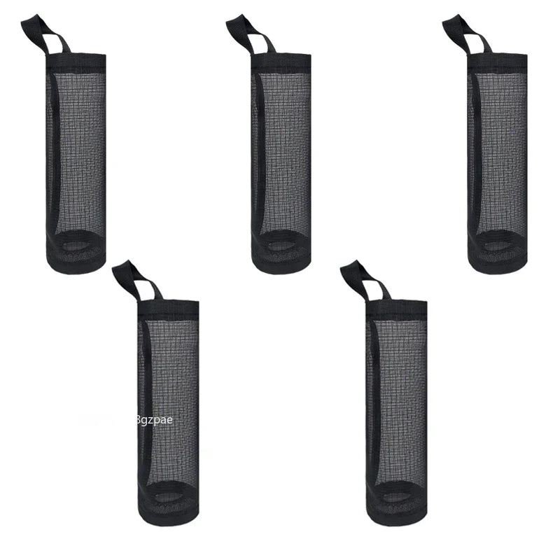 Wall-Mount Plastic Bag Holder Dispenser Hanging Kitchen Trash & Grocery Bag Organizer (1-5 Pack)