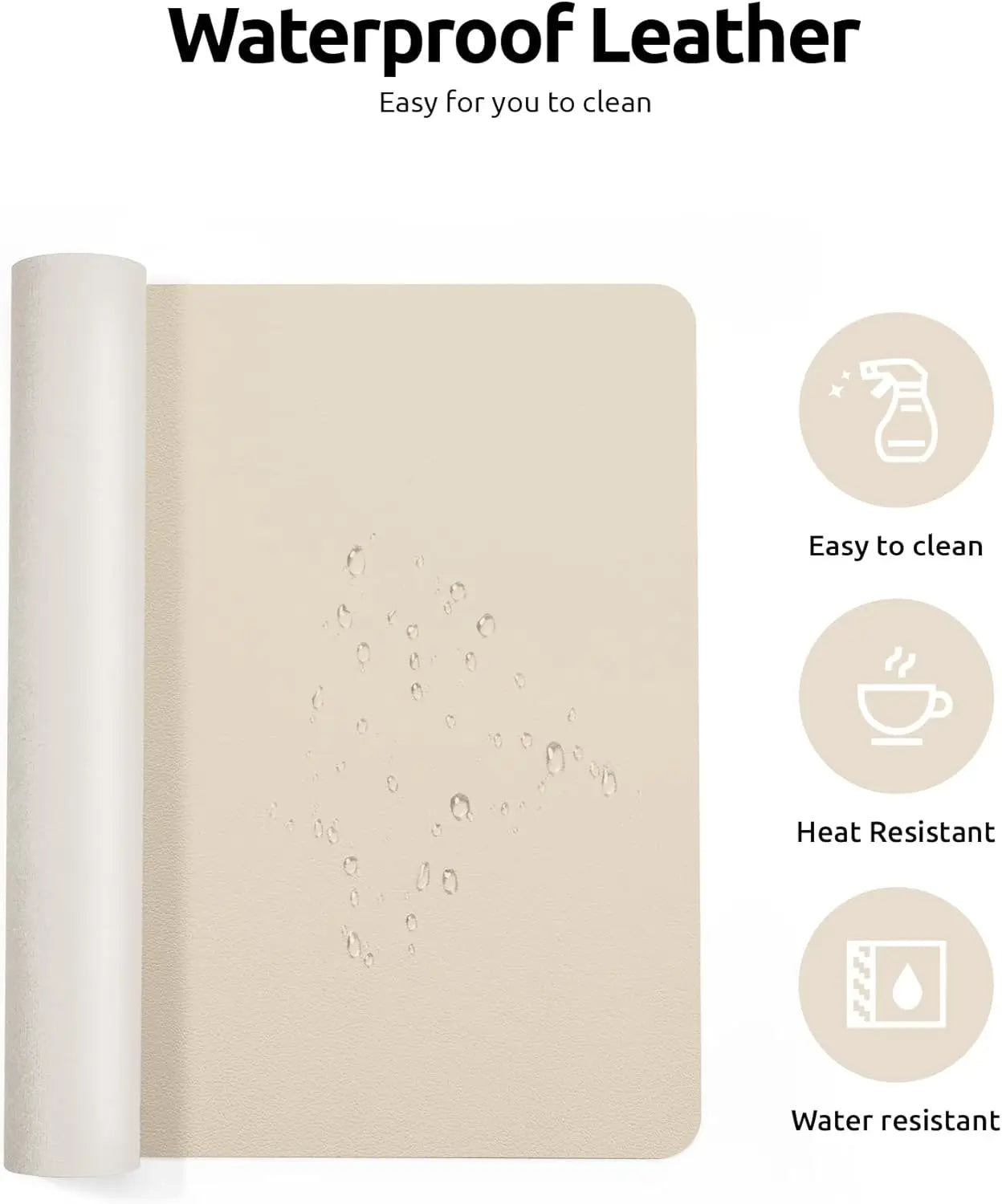 Large PU Leather Desk Pad - Non-Slip Waterproof Office Mouse Pad & Laptop Desk Mat