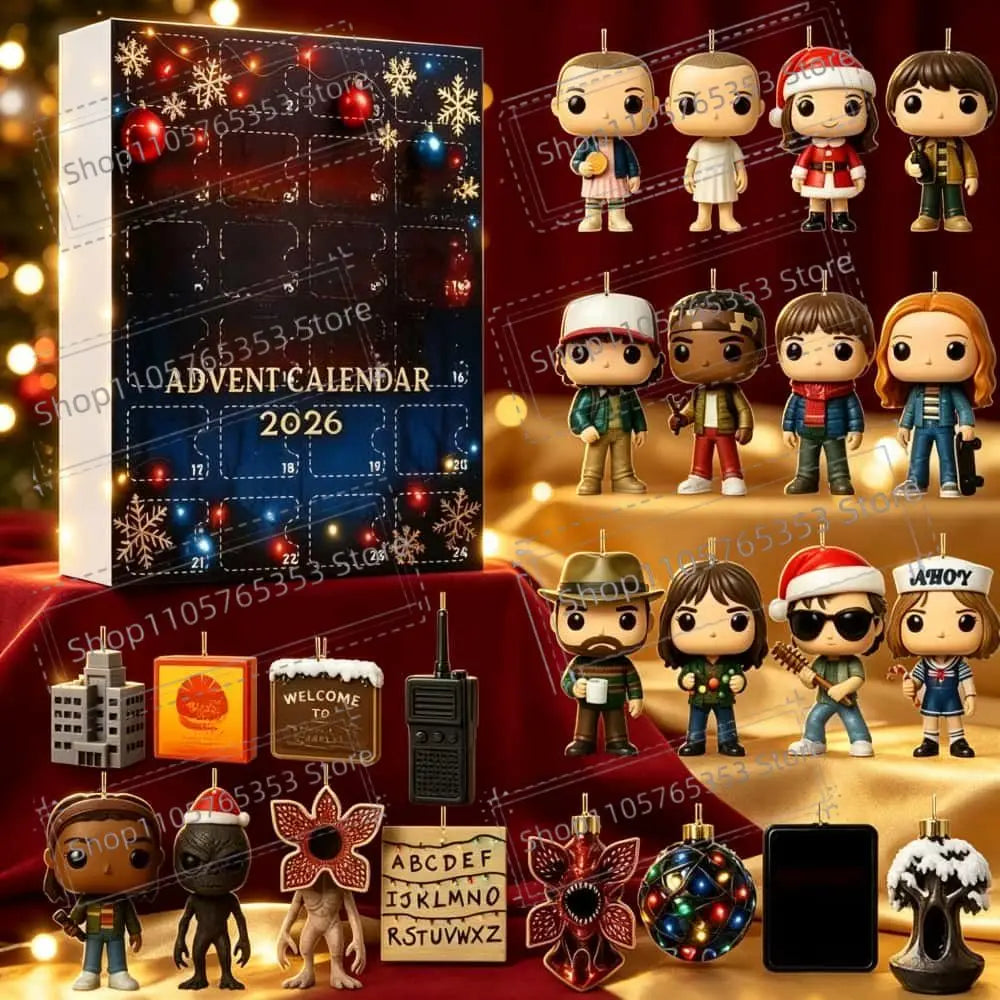 Stranger Christmas Advent Calendar Set – 2D Acrylic Ornament Collectible Fan Bundle for TV Show Fans