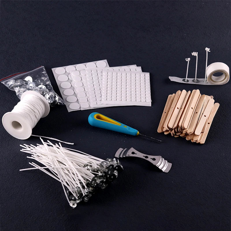 Pre-Waxed Cotton-Core Candle Wicks with Metal Sustainer Tabs, 100-Pack, 1.0–7.9 in (2.6–20 cm) for DIY Candle Making