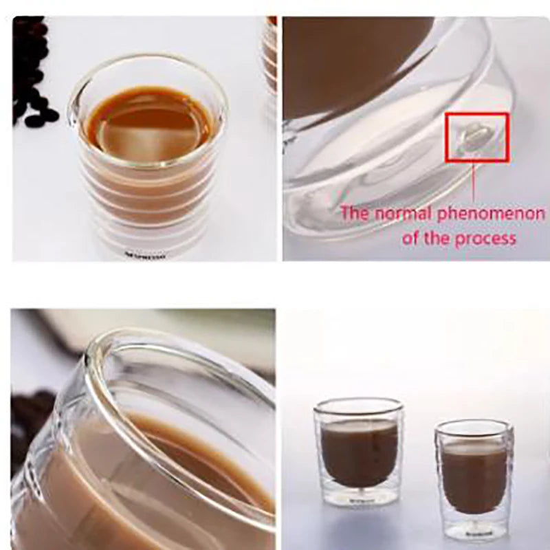 Double Wall Heat-Resistant Glass Coffee & Tea Cups — Insulated Clear Drinkware (85ml/2.9oz, 150ml/5oz, 350ml/12oz) — 1/2/4/6-Pack