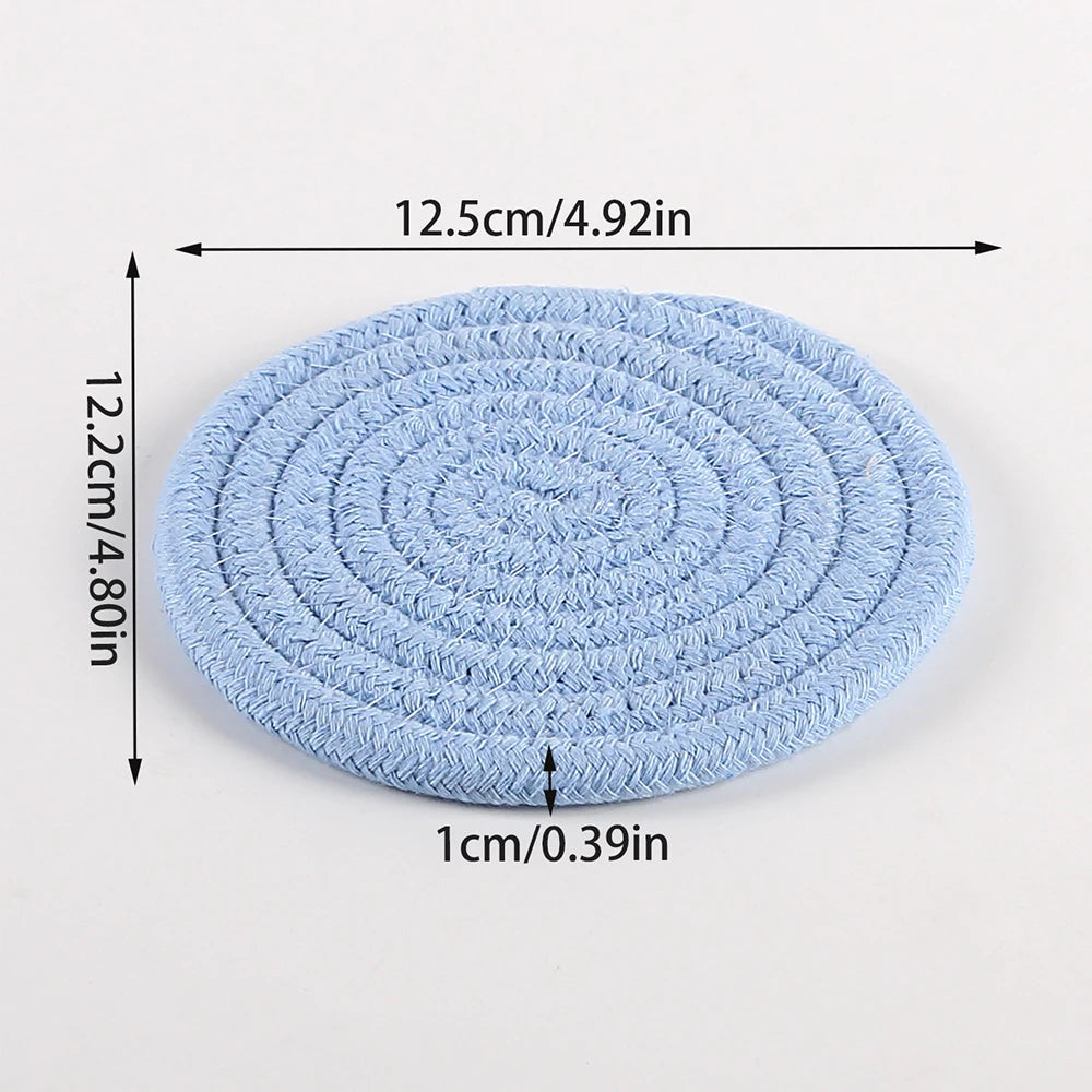 Woven Cotton-Linen Drink Coaster - Heat Resistant, Absorbent Cup Mat for Tabletop Protection