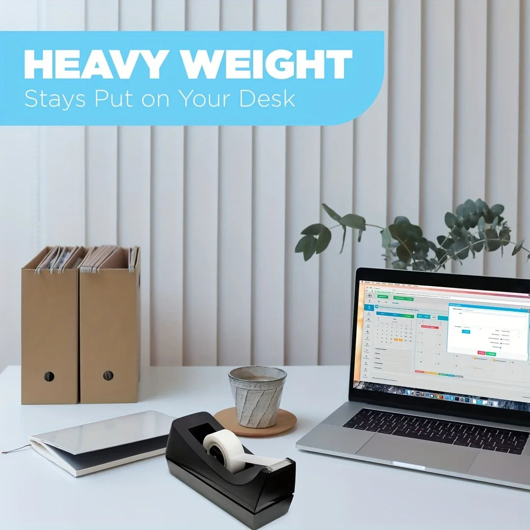 Heavy-Duty Desktop Tape Dispenser with Non-Slip Base — 1 or 2-Pack for Office, Home & School