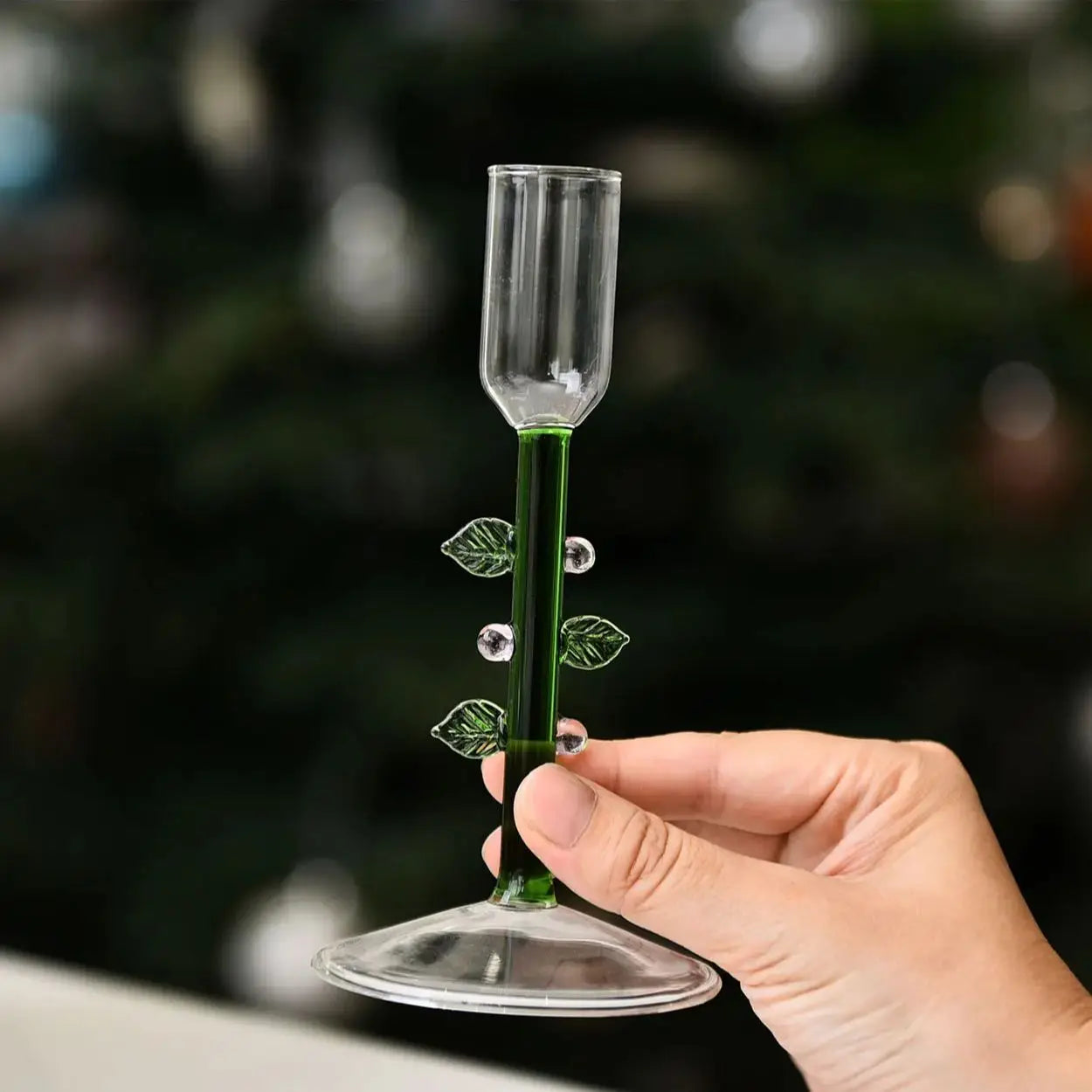 Nordic Christmas Tree Glass Candle Holders - Borosilicate Candelabra Tabletop Decor for Home, Party & Birthday