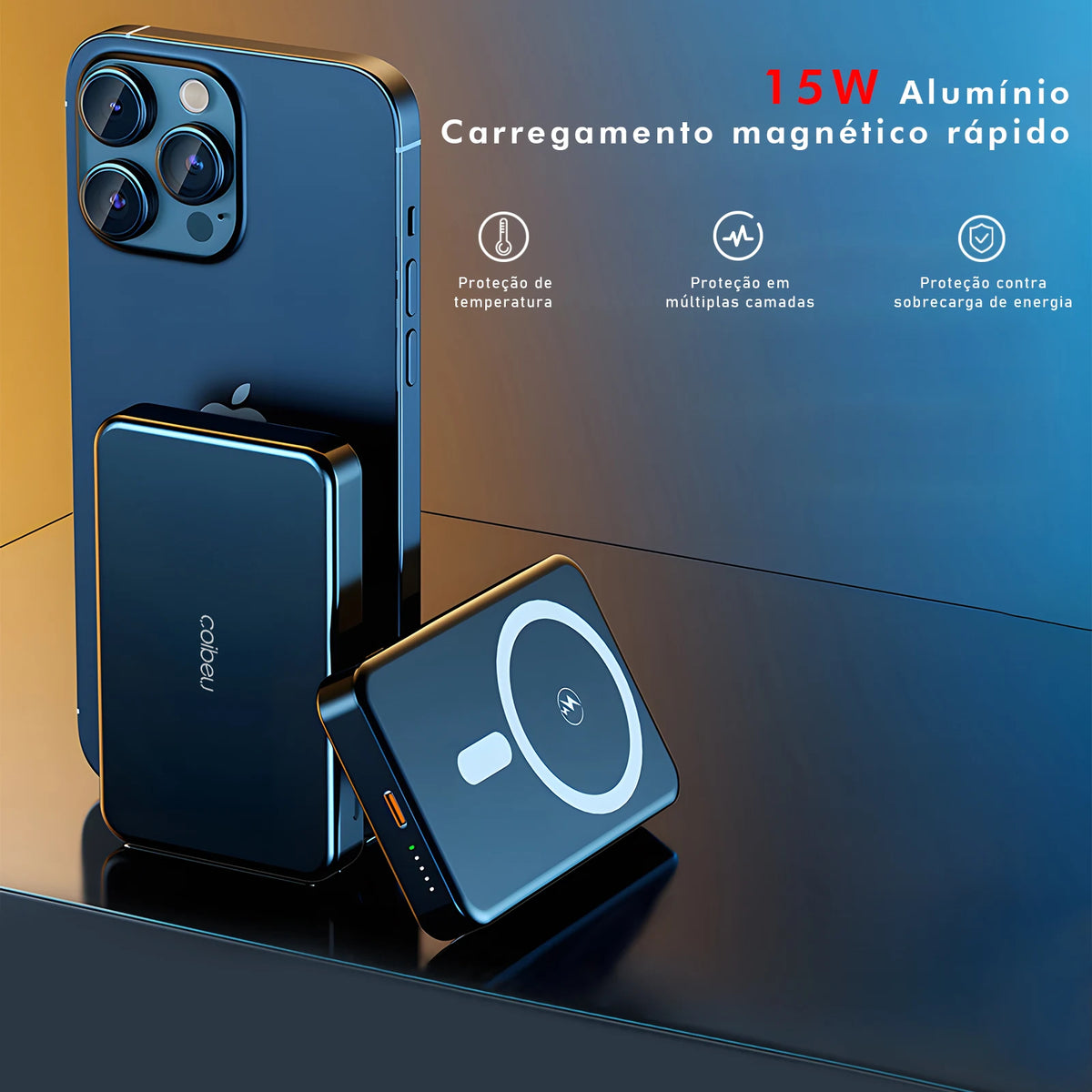 Magnetic Wireless Power Bank 20W Portable Charger - USB-C Two-Way Quick Charge Metal External Battery