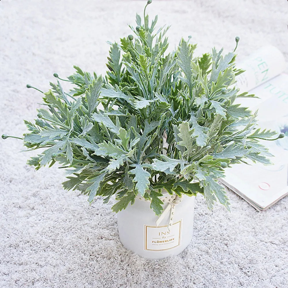5-Pack Artificial Chrysanthemum Leaf Stems – Faux Greenery for Home Decor, Vases, Weddings, Photography, Wreaths & DIY