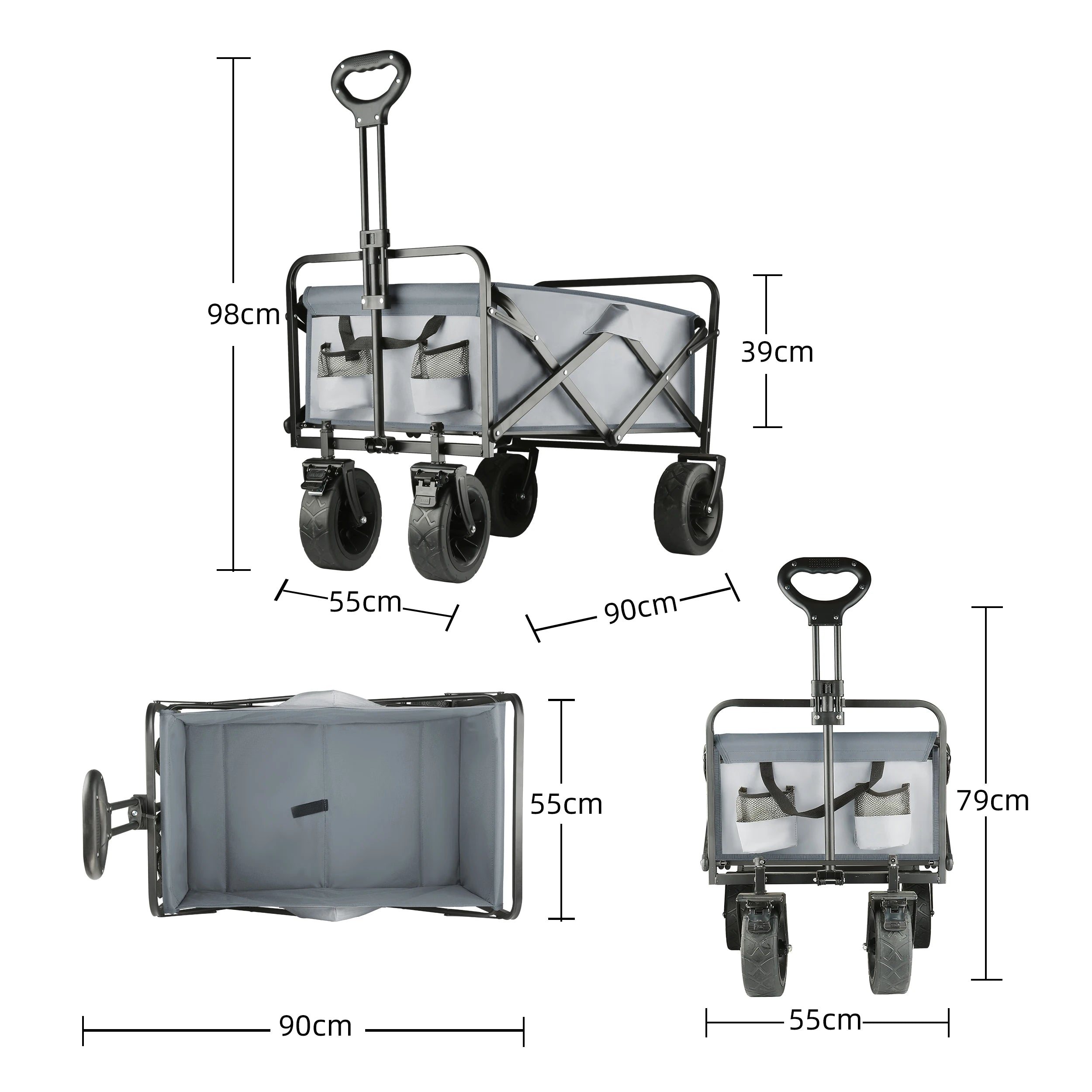 Heavy-Duty Collapsible Folding Beach Wagon Large Capacity Portable Utility Cart with All-Terrain Wheels