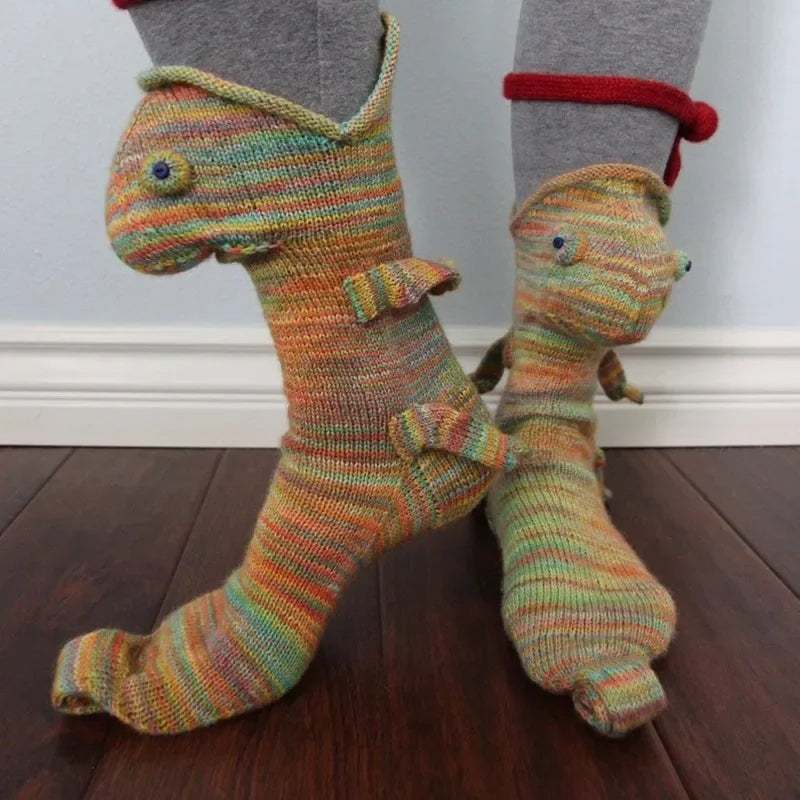 Women's Christmas Crocodile Knit Socks - Cute Funny Animal Holiday Crew Socks
