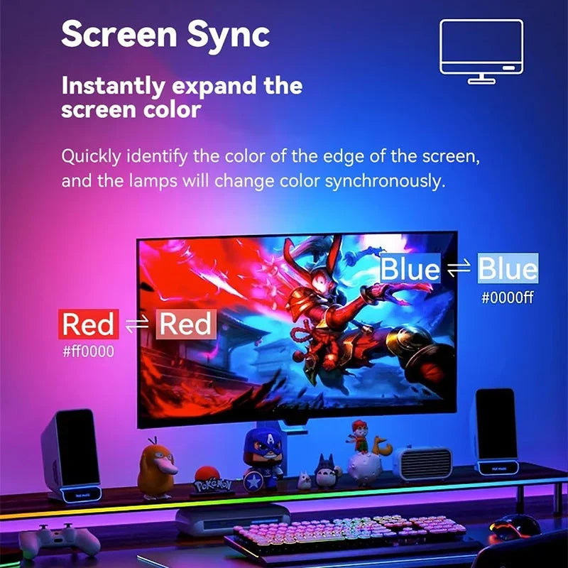 USB RGB LED Backlight Strip for Monitors – Ambilight Sync PC Gaming Ambient Light, Fits 24–34 in (61–86 cm)