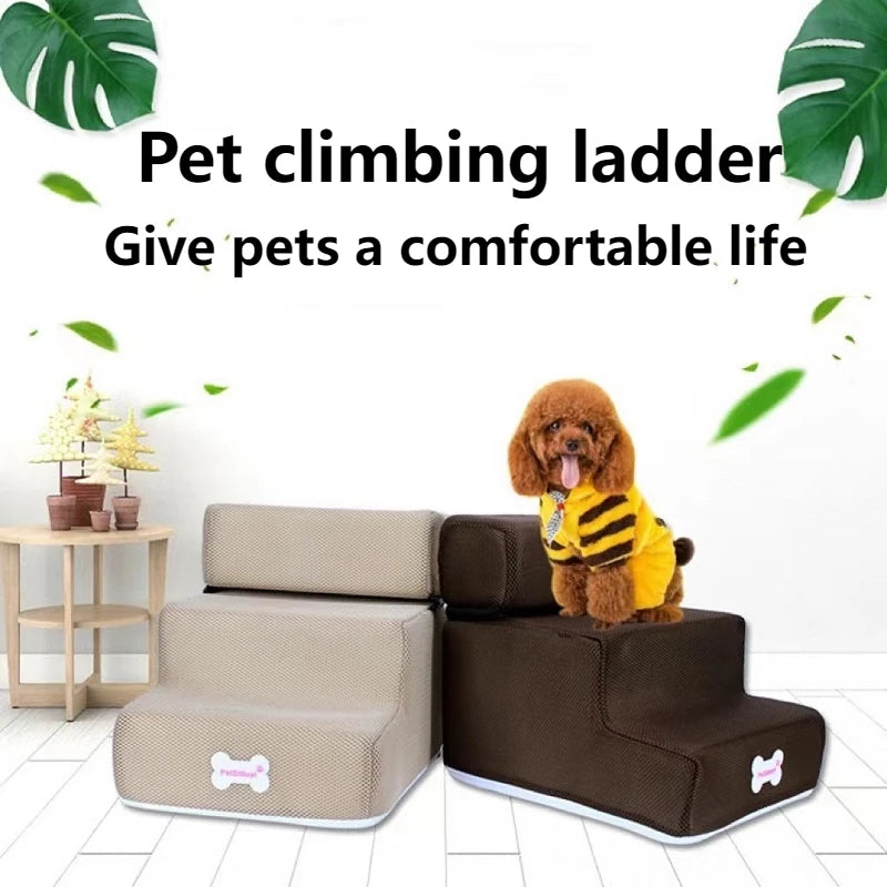 3-Step Pet Stairs for Small Dogs and Cats - Removable Washable Non-Slip Ramp Ladder