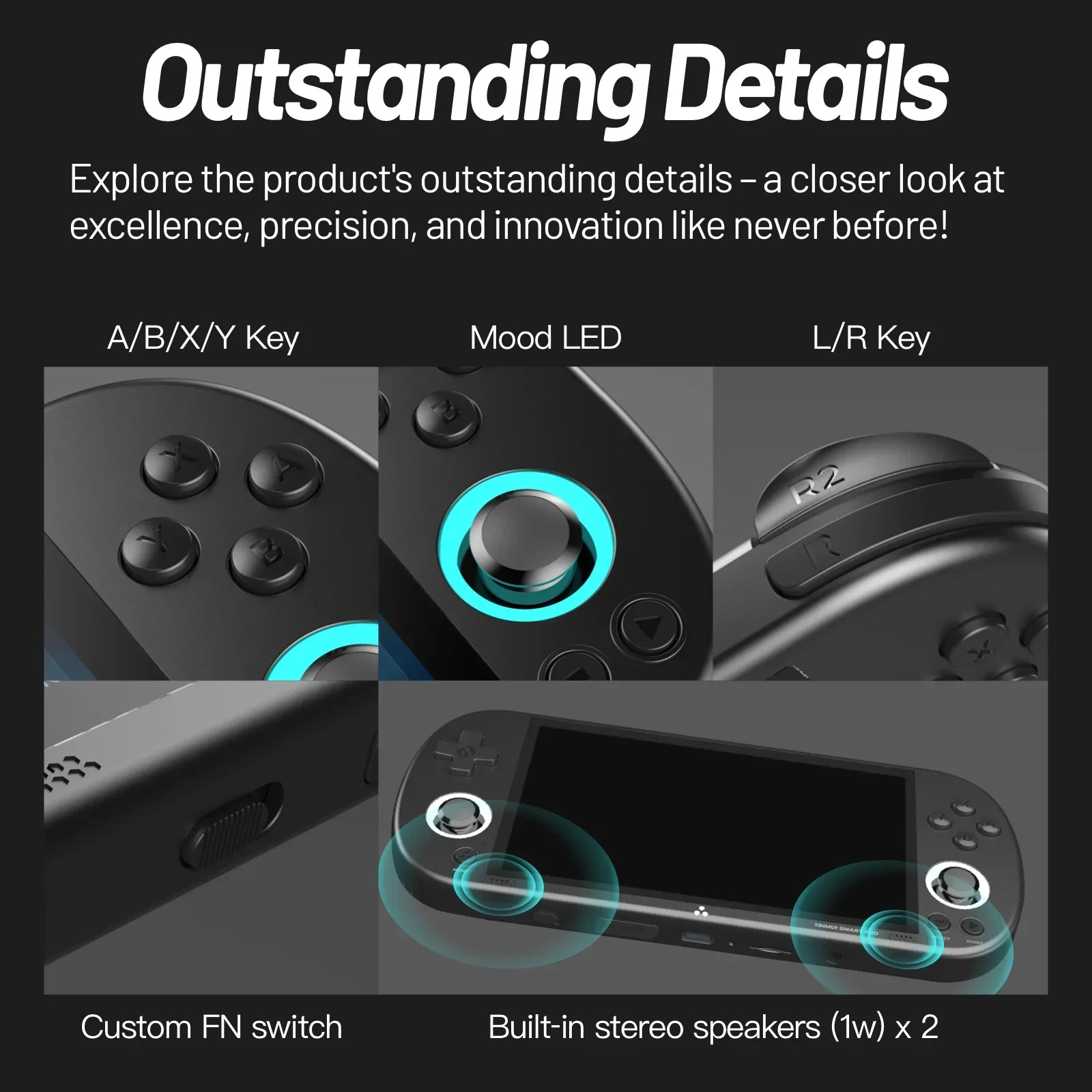 4.96-Inch (12.6 cm) IPS Handheld Retro Game Console - Linux OS, Joystick, RGB Lighting, 1280x720