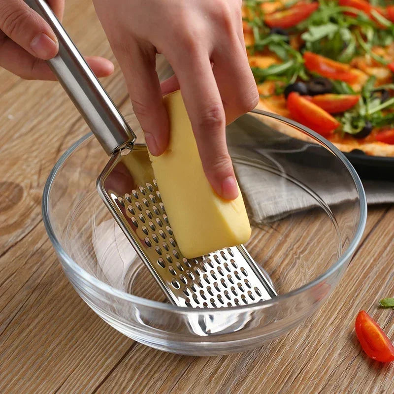 Stainless Steel Handheld Cheese Grater - Multi-Purpose Food Grater for Chocolate, Butter, Fruit & Vegetables