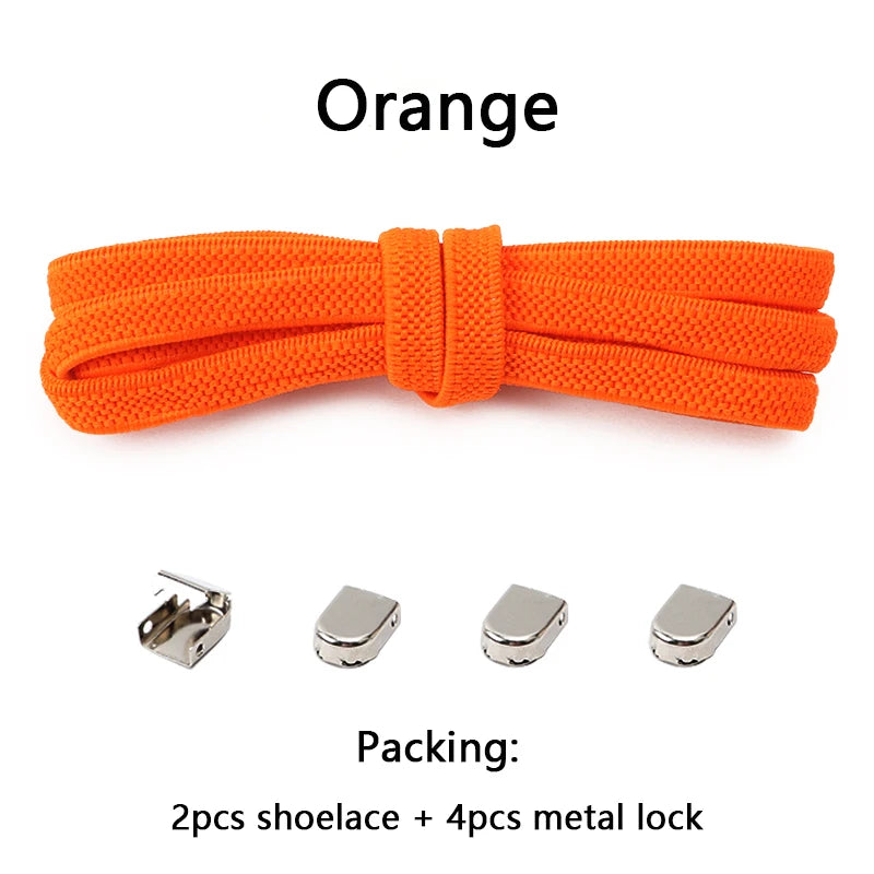 No-Tie Elastic Shoelaces with Metal Buckles – 1 Pair Quick Laces, One Size Fits All for Adults & Kids (105 cm / 41.3 in)