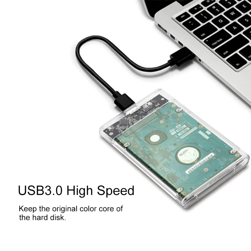 USB 3.0 2.5-Inch (63.5 mm) SATA HDD/SSD Enclosure — Up to 6TB, 5Gbps, Transparent Case, Plug & Play