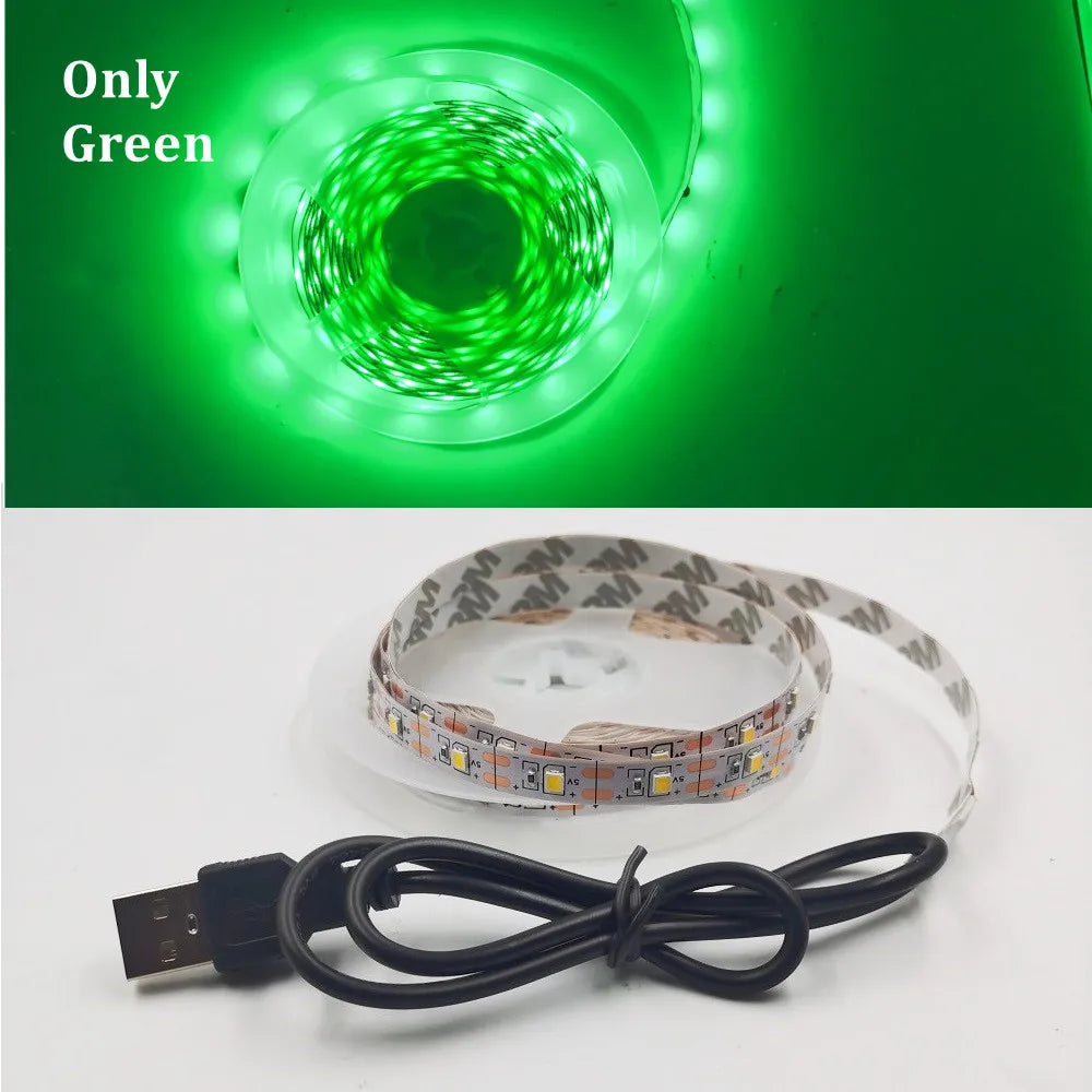 5V USB LED Strip Light 5m (16.4ft) & 1m (3.3ft) SMD3528 — Waterproof Flexible Color Strip Warm/Cool White + RGB for Cabinet, Ceiling & TV Backlight
