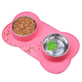 Double Stainless Steel Pet Bowl with Non-Slip Silicone Mat – Durable Food & Water Feeder for Dogs & Cats (S/M/L)