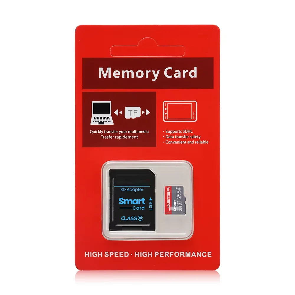 High-Speed microSD Card 4GB–256GB with SD Adapter, Class 10 U3 V10 A1 for Smartphone Camera Tablet