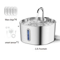 2.2L Automatic Pet Water Fountain – Square Stainless Steel Water Feeder with Viewing Window for Cats Dogs Rabbits (No 5V/1A Plug)